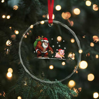 Christmas Cryptid Farm Life Gift Crystal Glass Ornament Funny Bigfoot Chasing Pig - Wonder Print Shop