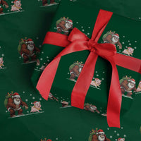 Christmas Cryptid Farm Life Gift Wrapping Paper Roll Funny Bigfoot Chasing Pig - Wonder Print Shop