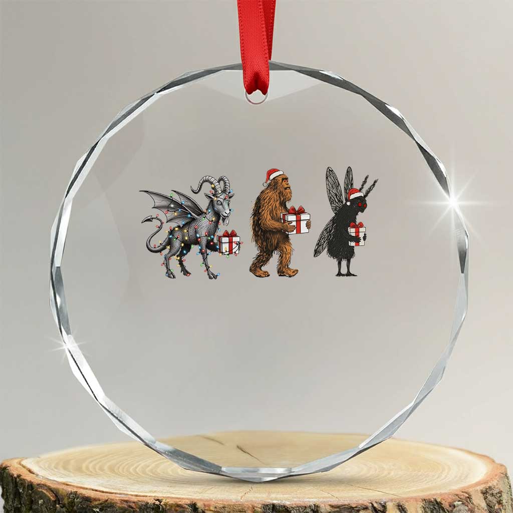 Christmas Cryptid Gift Crystal Glass Ornament Bigfoot Jersey Devil Mothman Santa TS12