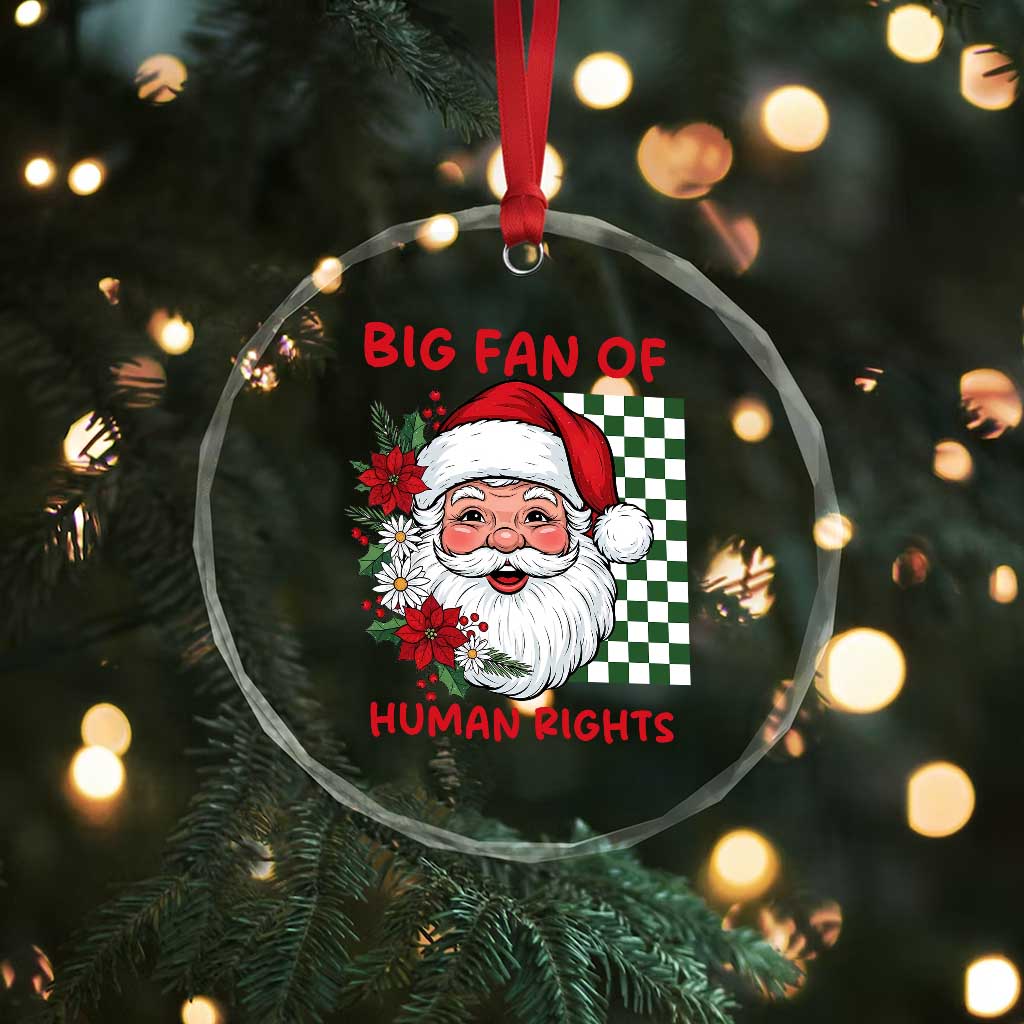 Christmas Cute Santa Big Fan Of Human Rights Gift Crystal Glass Ornament - Wonder Print Shop