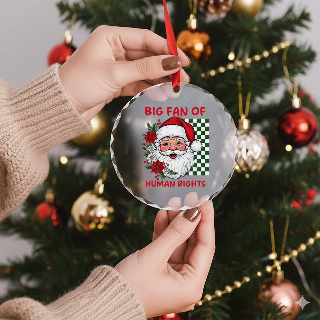 Christmas Cute Santa Big Fan Of Human Rights Gift Crystal Glass Ornament - Wonder Print Shop