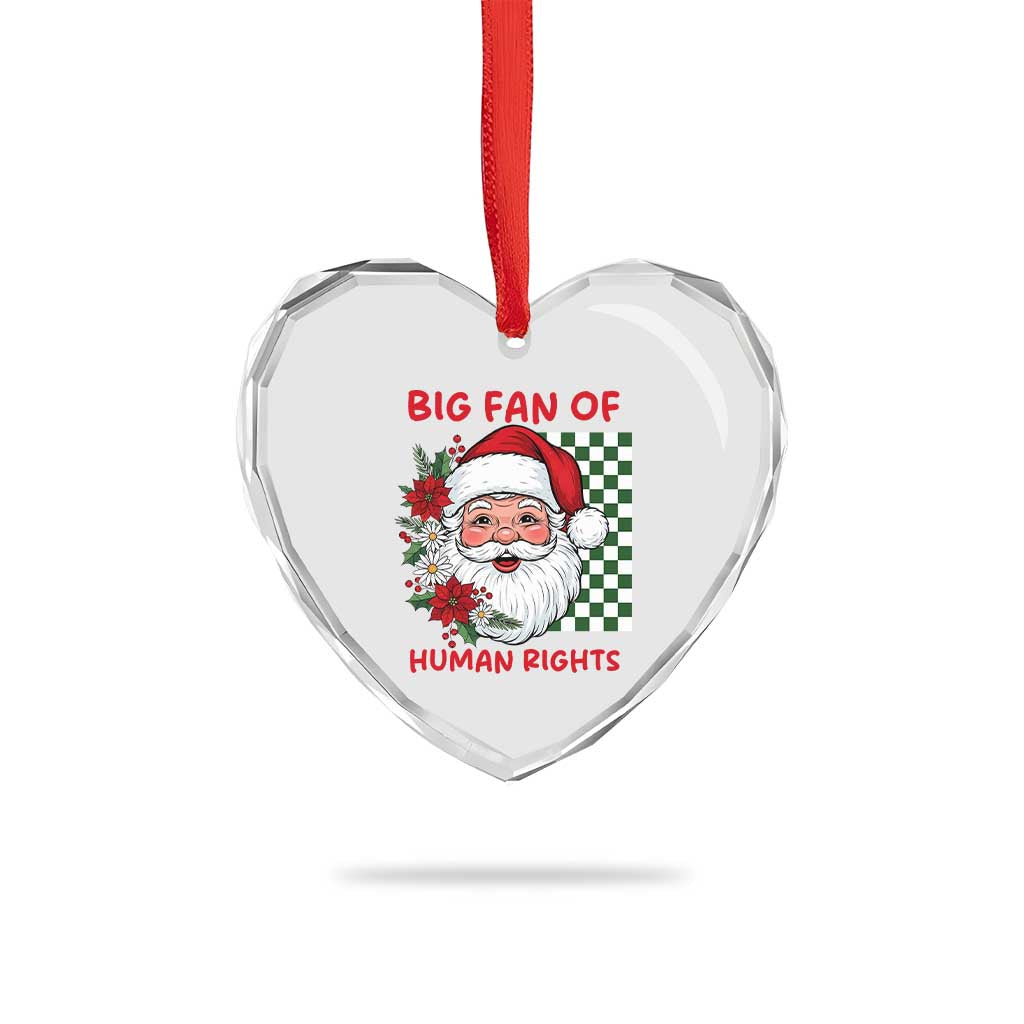 Christmas Cute Santa Big Fan Of Human Rights Gift Heart Crystal Glass Ornament - Wonder Print Shop