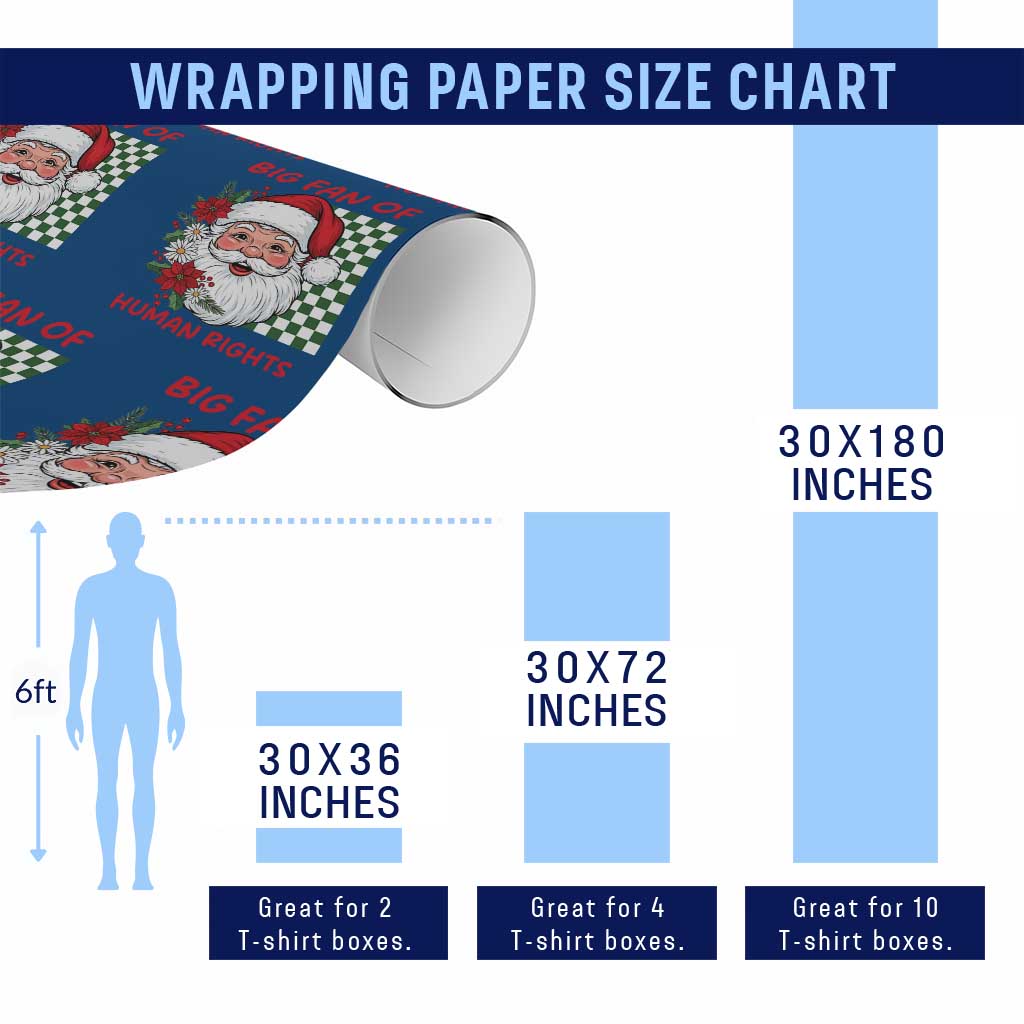 Christmas Cute Santa Big Fan Of Human Rights Gift Wrapping Paper Roll - Wonder Print Shop