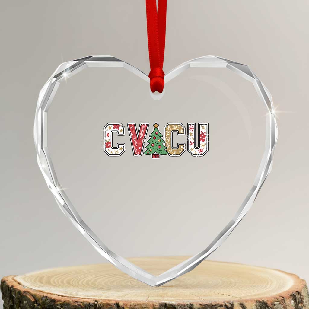 Christmas CVICU Nurse Heart Crystal Glass Ornament Cardiovascular Intensive Care Unit Cardiac Nurse - Wonder Print Shop