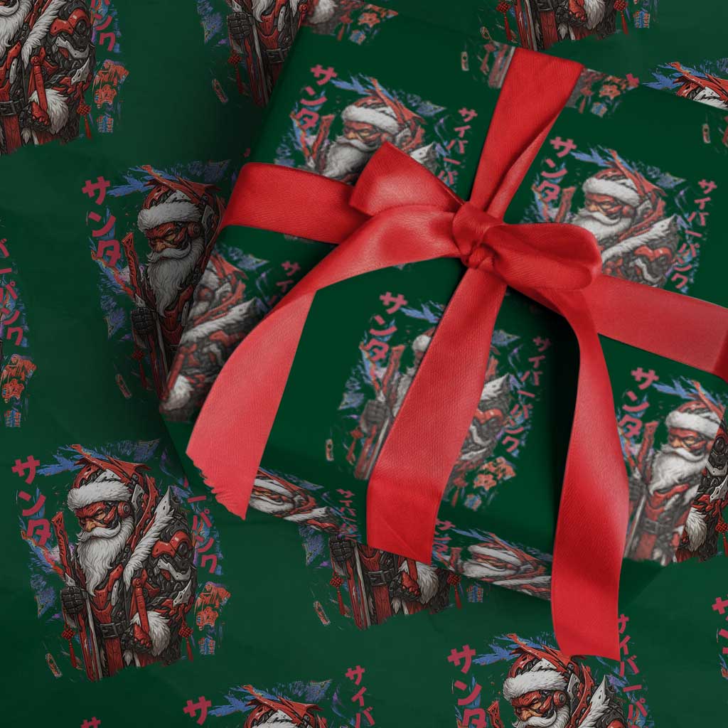 Christmas Cyberpunk Santa Wrapping Paper Roll Japanese Xmas Techwear Manga Anime - Wonder Print Shop