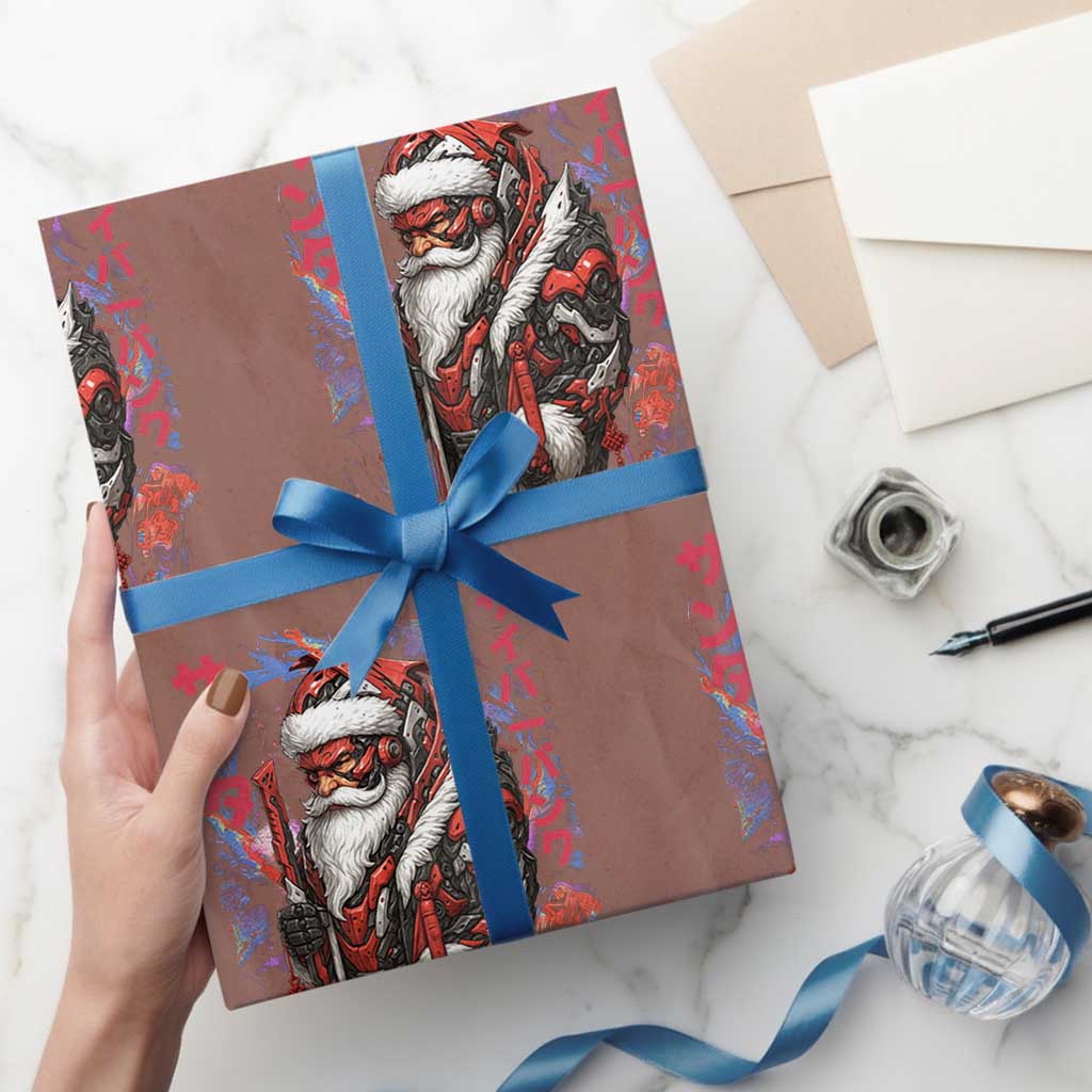 Christmas Cyberpunk Santa Wrapping Paper Roll Japanese Xmas Techwear Manga Anime - Wonder Print Shop