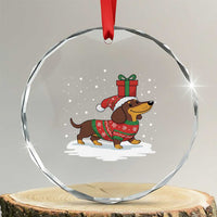 Christmas Dachshund Crystal Glass Ornament Funny Weiner Santa Hat Xmas Dog Puppy Lover - Wonder Print Shop
