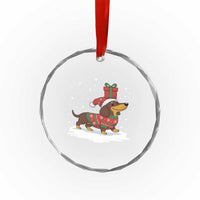 Christmas Dachshund Crystal Glass Ornament Funny Weiner Santa Hat Xmas Dog Puppy Lover - Wonder Print Shop