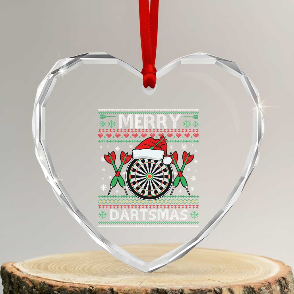 Christmas Dart Player Gift Heart Crystal Glass Ornament Merry Dartsmas - Wonder Print Shop