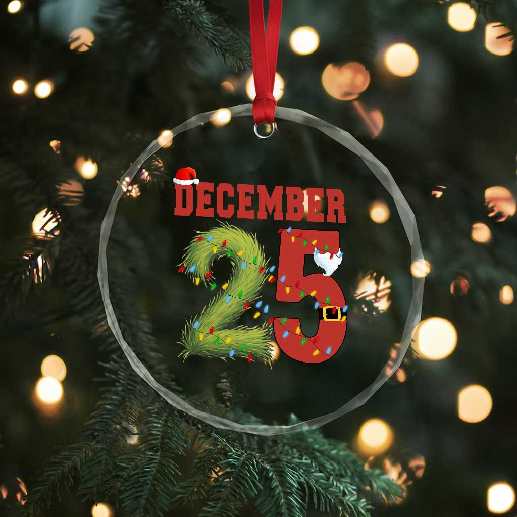 Christmas December 25 Crystal Glass Ornament Family Holiday Xmas - Wonder Print Shop