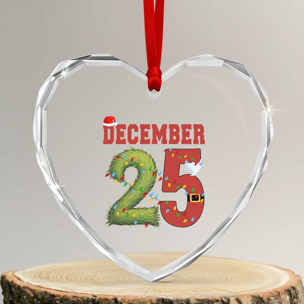 Christmas December 25 Heart Crystal Glass Ornament Family Holiday Xmas - Wonder Print Shop