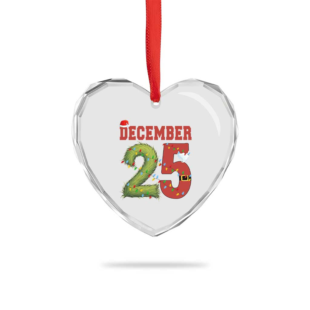 Christmas December 25 Heart Crystal Glass Ornament Family Holiday Xmas - Wonder Print Shop