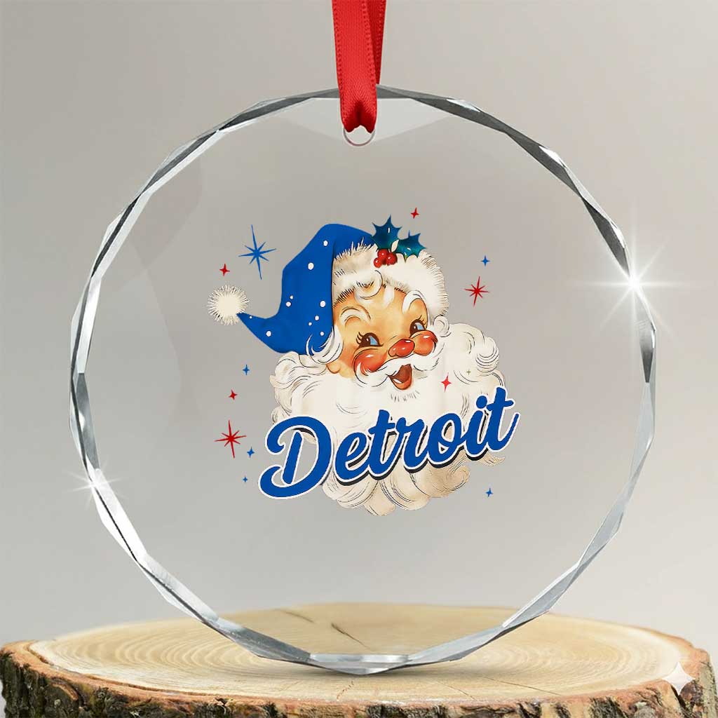Christmas Detroit Football Crystal Glass Ornament Vintage Santa Lions Fan - Wonder Print Shop