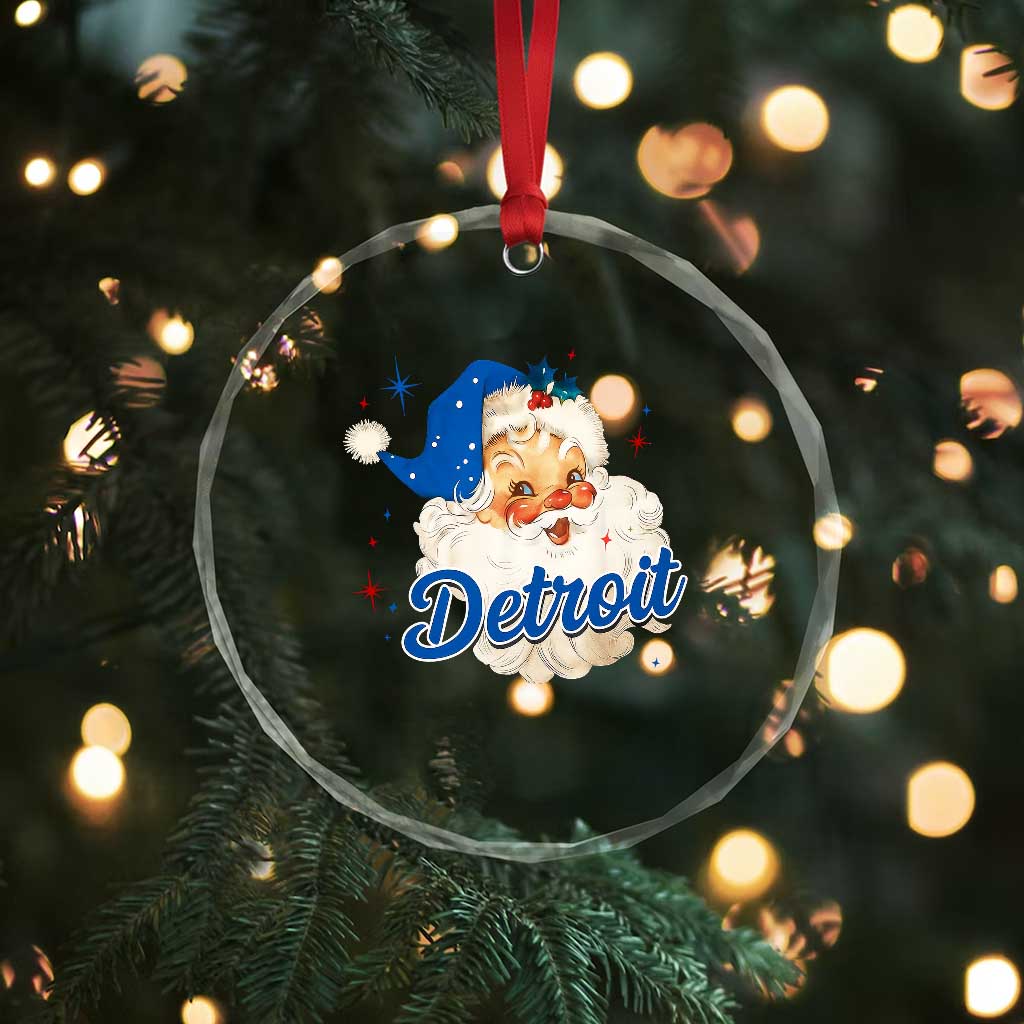 Christmas Detroit Football Crystal Glass Ornament Vintage Santa Lions Fan - Wonder Print Shop