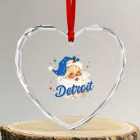 Christmas Detroit Football Heart Crystal Glass Ornament Vintage Santa Lions Fan - Wonder Print Shop