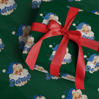 Christmas Detroit Football Wrapping Paper Roll Vintage Santa Lions Fan - Wonder Print Shop