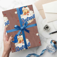 Christmas Detroit Football Wrapping Paper Roll Vintage Santa Lions Fan - Wonder Print Shop