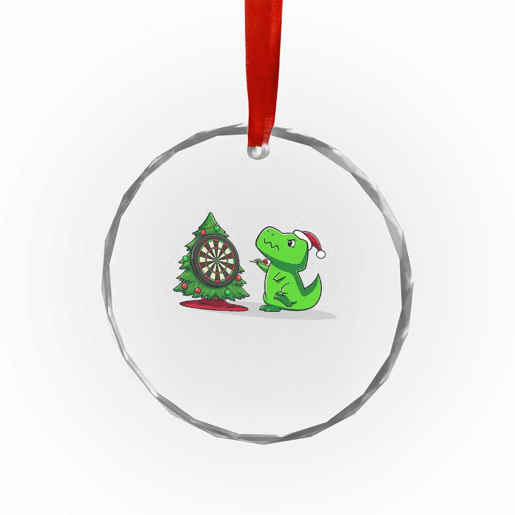 Christmas Dinosaur Dart Player Crystal Glass Ornament Funny Dino Lover - Wonder Print Shop