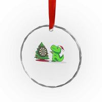 Christmas Dinosaur Dart Player Crystal Glass Ornament Funny Dino Lover - Wonder Print Shop