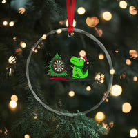 Christmas Dinosaur Dart Player Crystal Glass Ornament Funny Dino Lover - Wonder Print Shop