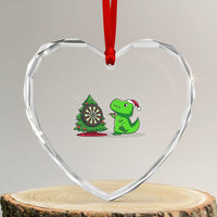 Christmas Dinosaur Dart Player Heart Crystal Glass Ornament Funny Dino Lover - Wonder Print Shop