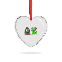 Christmas Dinosaur Dart Player Heart Crystal Glass Ornament Funny Dino Lover - Wonder Print Shop