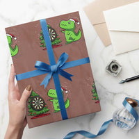 Christmas Dinosaur Dart Player Wrapping Paper Roll Funny Dino Lover - Wonder Print Shop