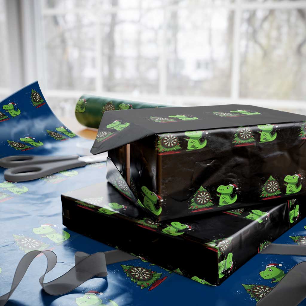 Christmas Dinosaur Dart Player Wrapping Paper Roll Funny Dino Lover - Wonder Print Shop
