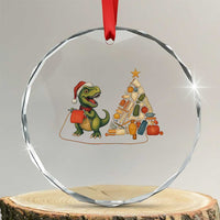 Christmas Dinosaur Knitting Crystal Glass Ornament Funny Yarn Tree Gift - Wonder Print Shop