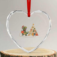 Christmas Dinosaur Knitting Heart Crystal Glass Ornament Funny Yarn Tree Gift - Wonder Print Shop