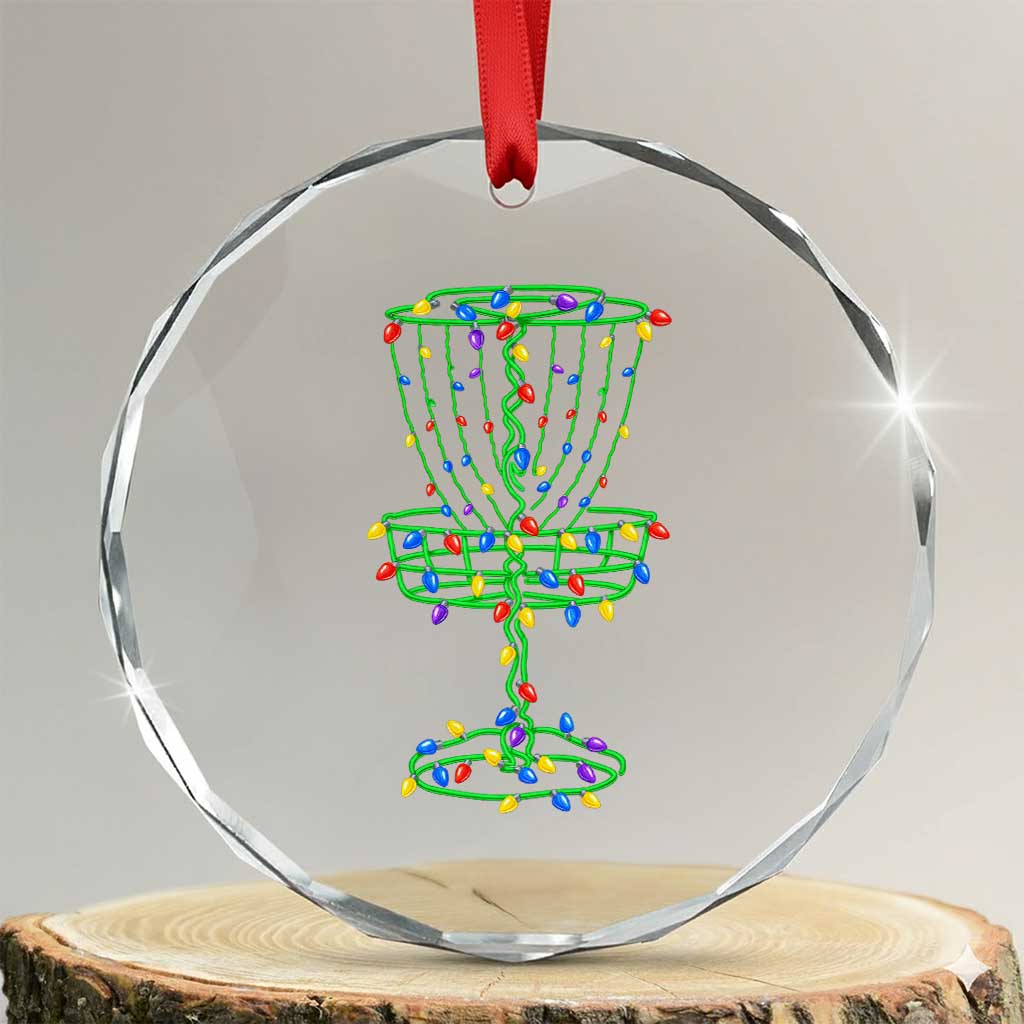 Christmas Disc Golf Basket Crystal Glass Ornament Frisbee Golfer Xmas Gift - Wonder Print Shop