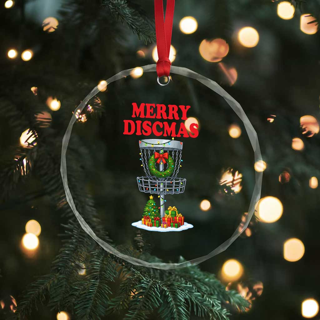 Christmas Disc Golf Crystal Glass Ornament Merry Discmas Golfers Frisbee Golfer Xmas Gift - Wonder Print Shop