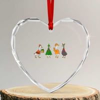 Christmas Ducks Heart Crystal Glass Ornament Funny Animals Farm Lover Gift Xmas Light - Wonder Print Shop