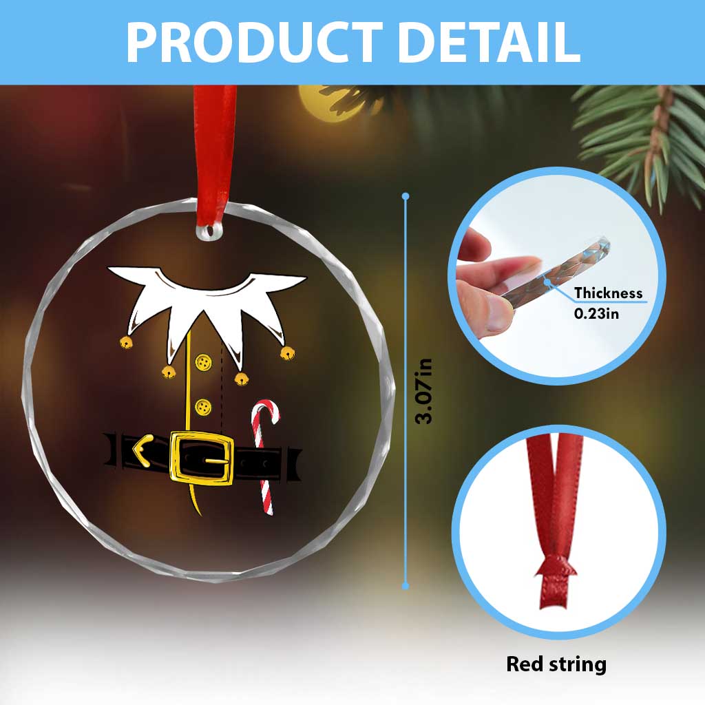 Christmas Elf Costume Crystal Glass Ornament Holiday Costume Funny Christmas Gift - Wonder Print Shop