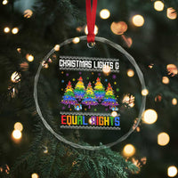 Christmas Equality Lights Ugly Sweater Crystal Glass Ornament Xmas Activism Gift - Wonder Print Shop