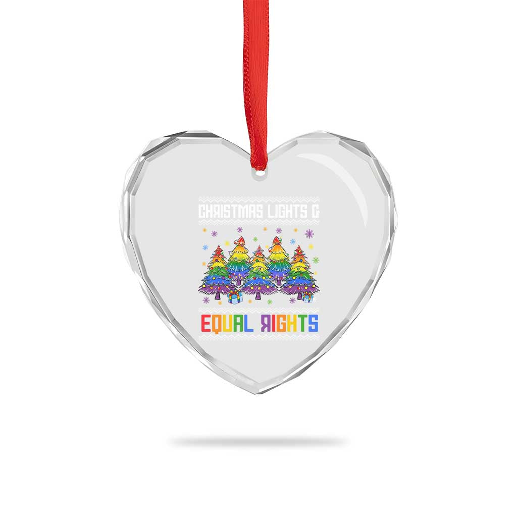 Christmas Equality Lights Ugly Sweater Heart Crystal Glass Ornament Xmas Activism Gift - Wonder Print Shop