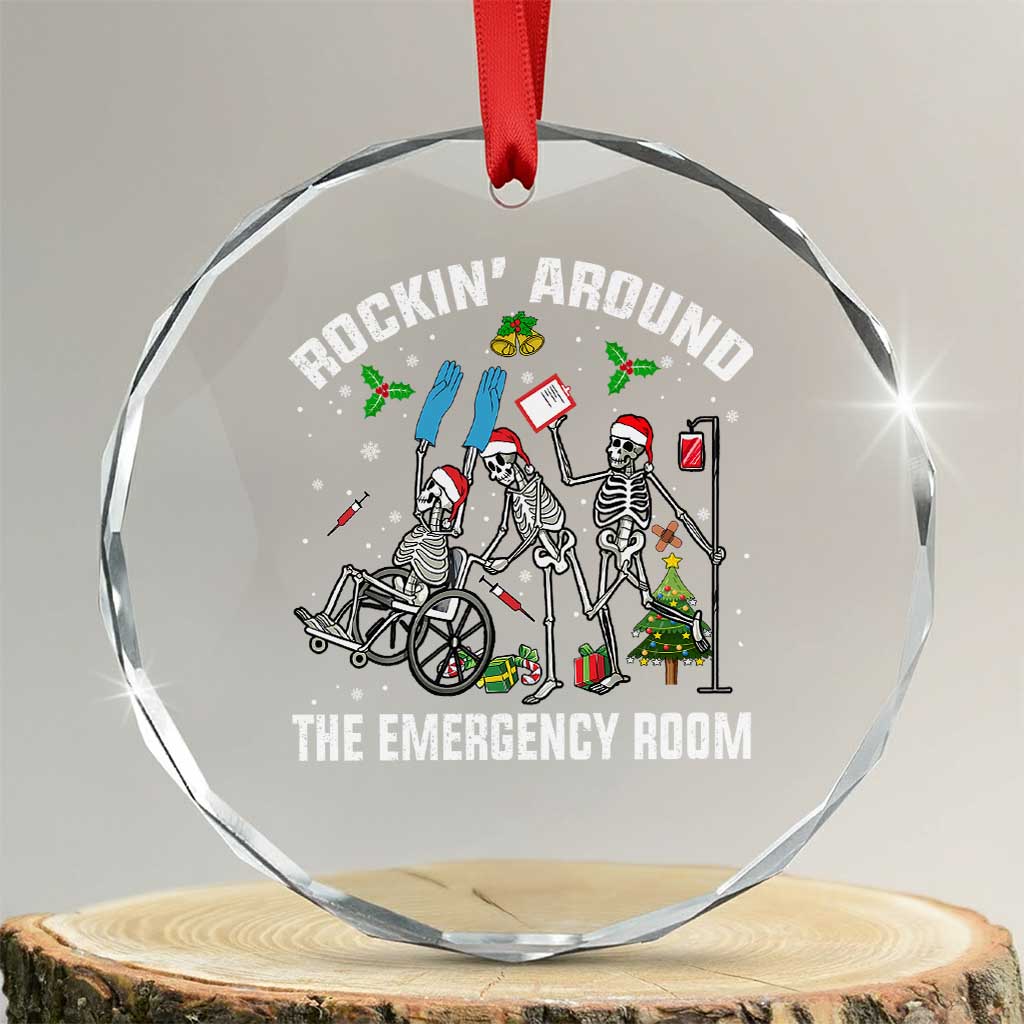 Christmas ER Nurse Crystal Glass Ornament Rockin Around Skeleton Emergency Room RN - Wonder Print Shop