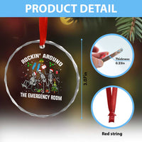 Christmas ER Nurse Crystal Glass Ornament Rockin Around Skeleton Emergency Room RN - Wonder Print Shop