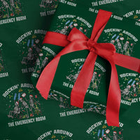 Christmas ER Nurse Wrapping Paper Roll Rockin Around Skeleton Emergency Room RN - Wonder Print Shop
