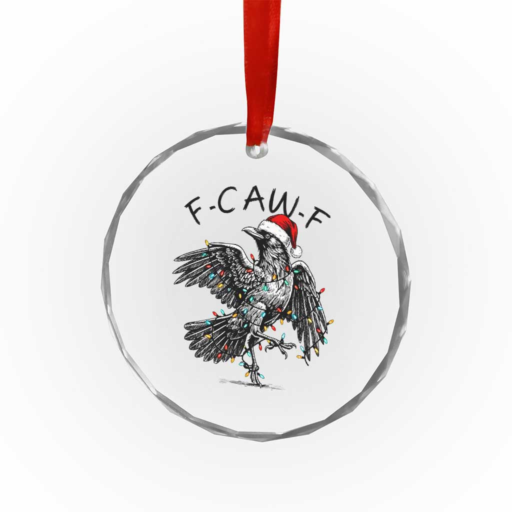 Christmas F Caw F Crystal Glass Ornament Funny Black Crow Meme - Wonder Print Shop