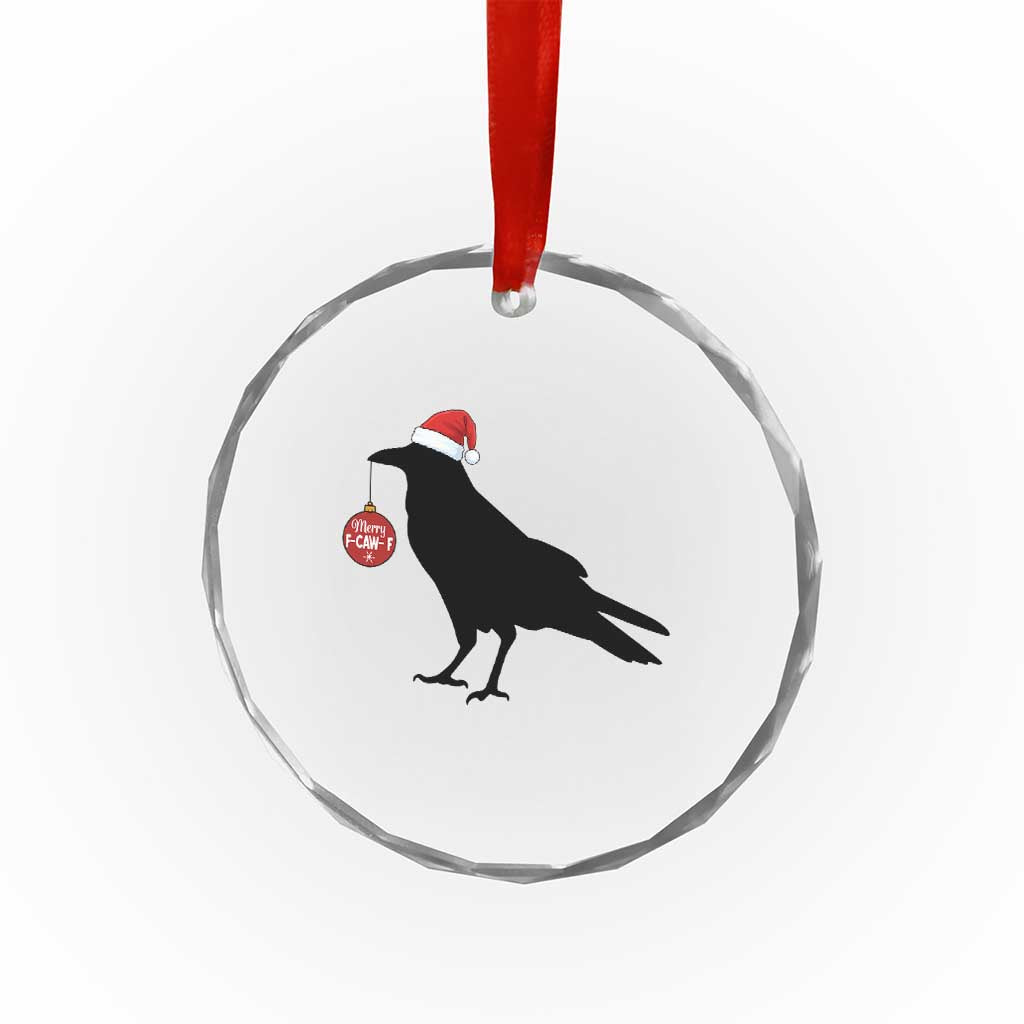 Christmas F Caw F Crystal Glass Ornament Funny Black Crow Merry Xmas - Wonder Print Shop