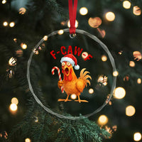 Christmas F Caw F Crystal Glass Ornament Funny Chicken Meme - Wonder Print Shop