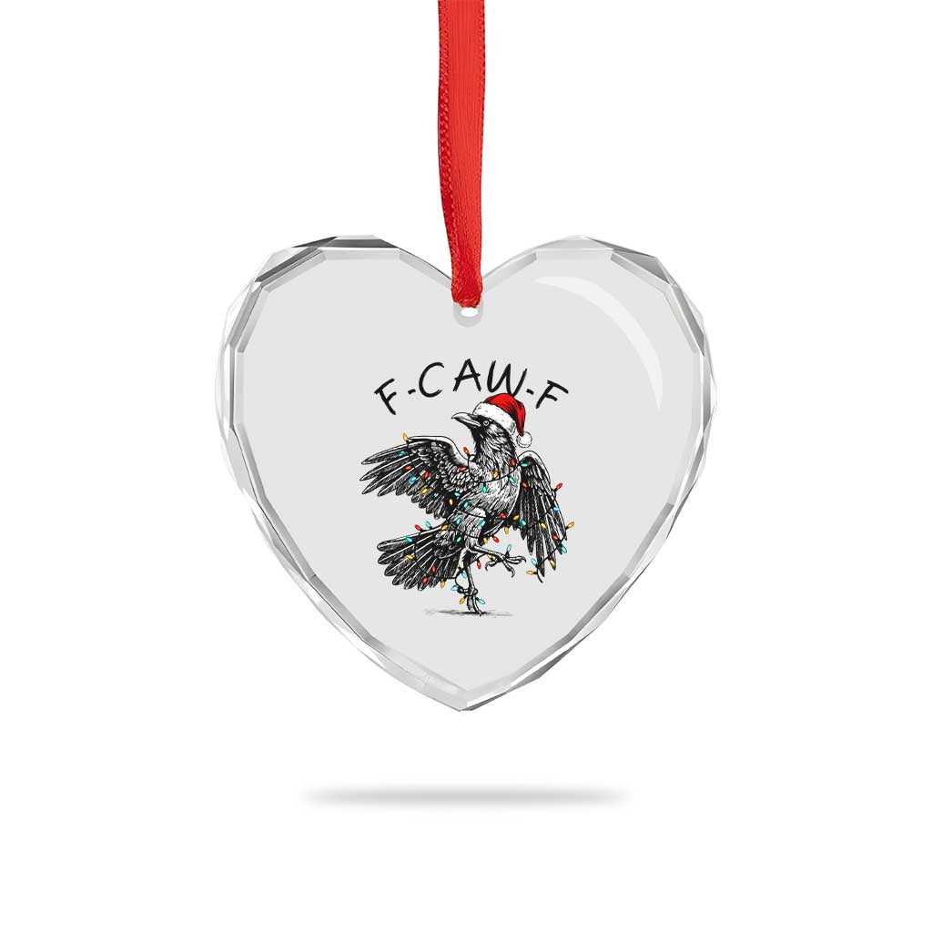 Christmas F Caw F Heart Crystal Glass Ornament Funny Black Crow Meme - Wonder Print Shop