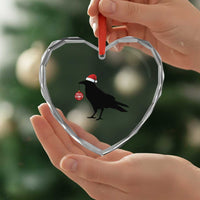 Christmas F Caw F Heart Crystal Glass Ornament Funny Black Crow Merry Xmas - Wonder Print Shop