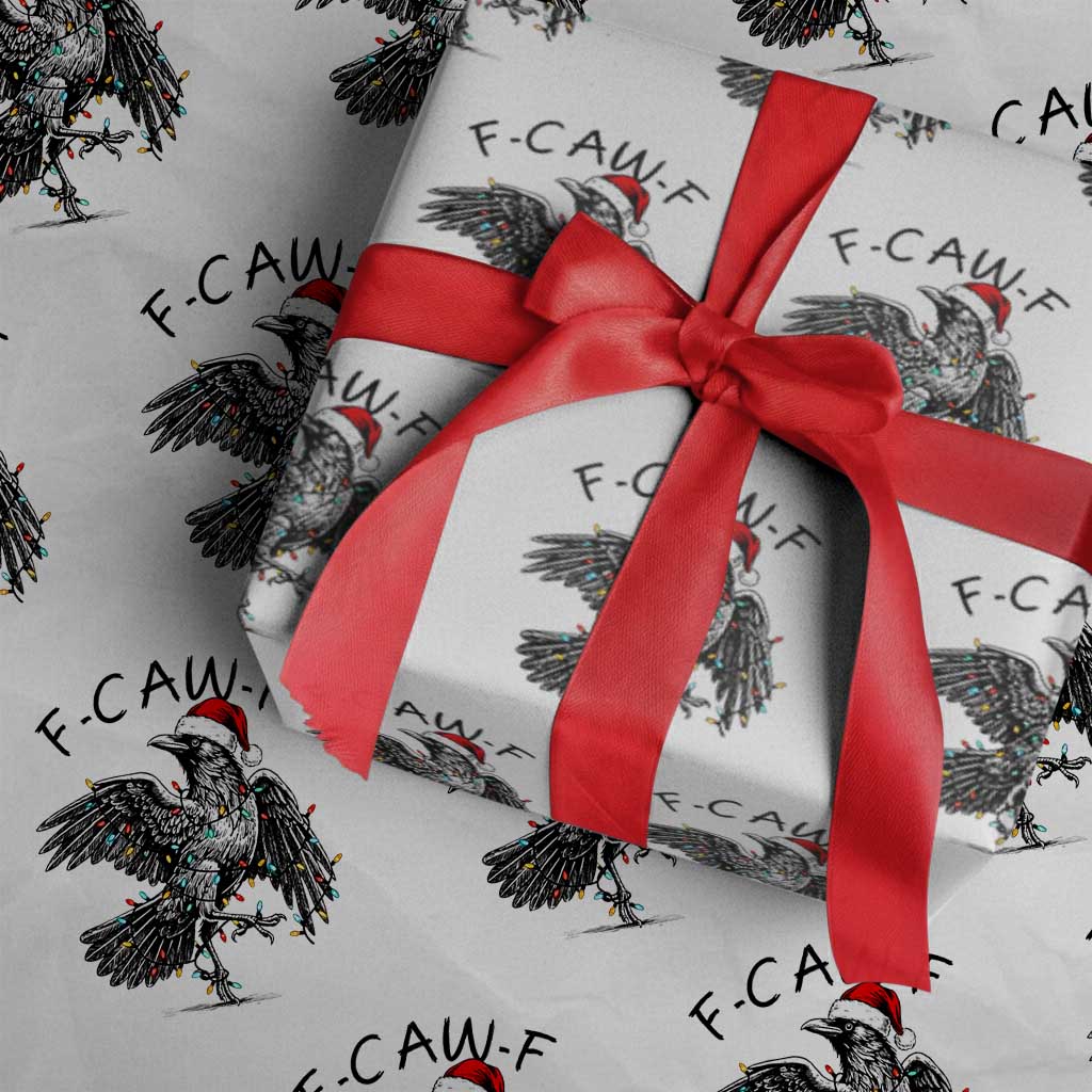 Christmas F Caw F Wrapping Paper Roll Funny Black Crow Meme - Wonder Print Shop