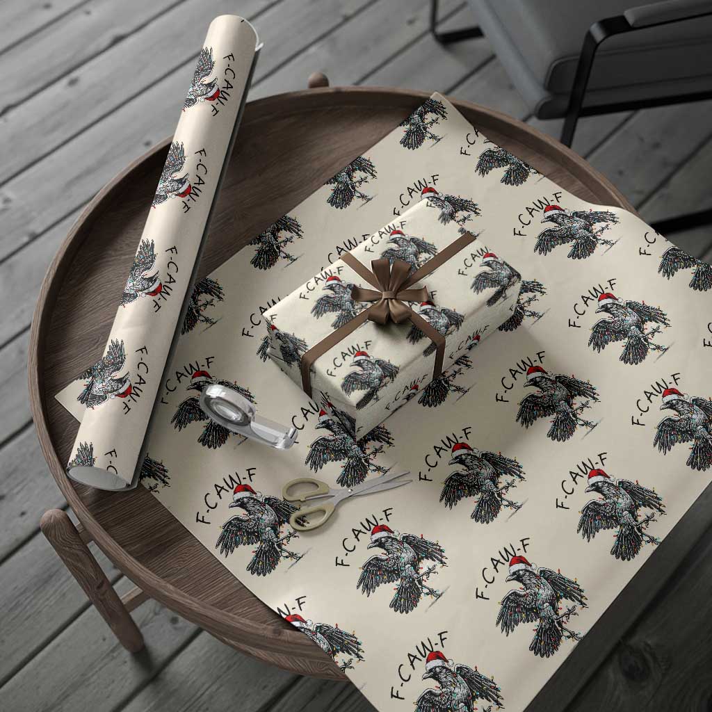 Christmas F Caw F Wrapping Paper Roll Funny Black Crow Meme - Wonder Print Shop