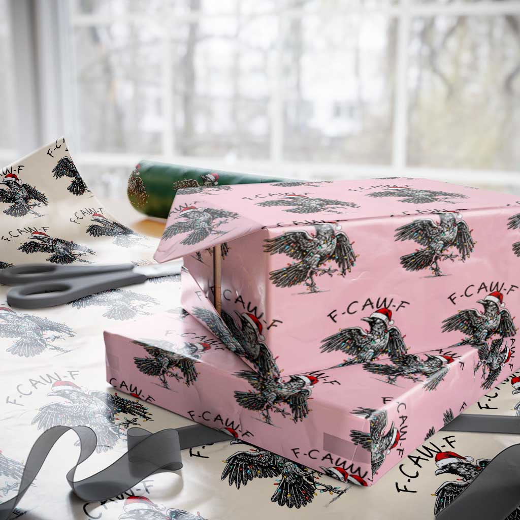 Christmas F Caw F Wrapping Paper Roll Funny Black Crow Meme - Wonder Print Shop