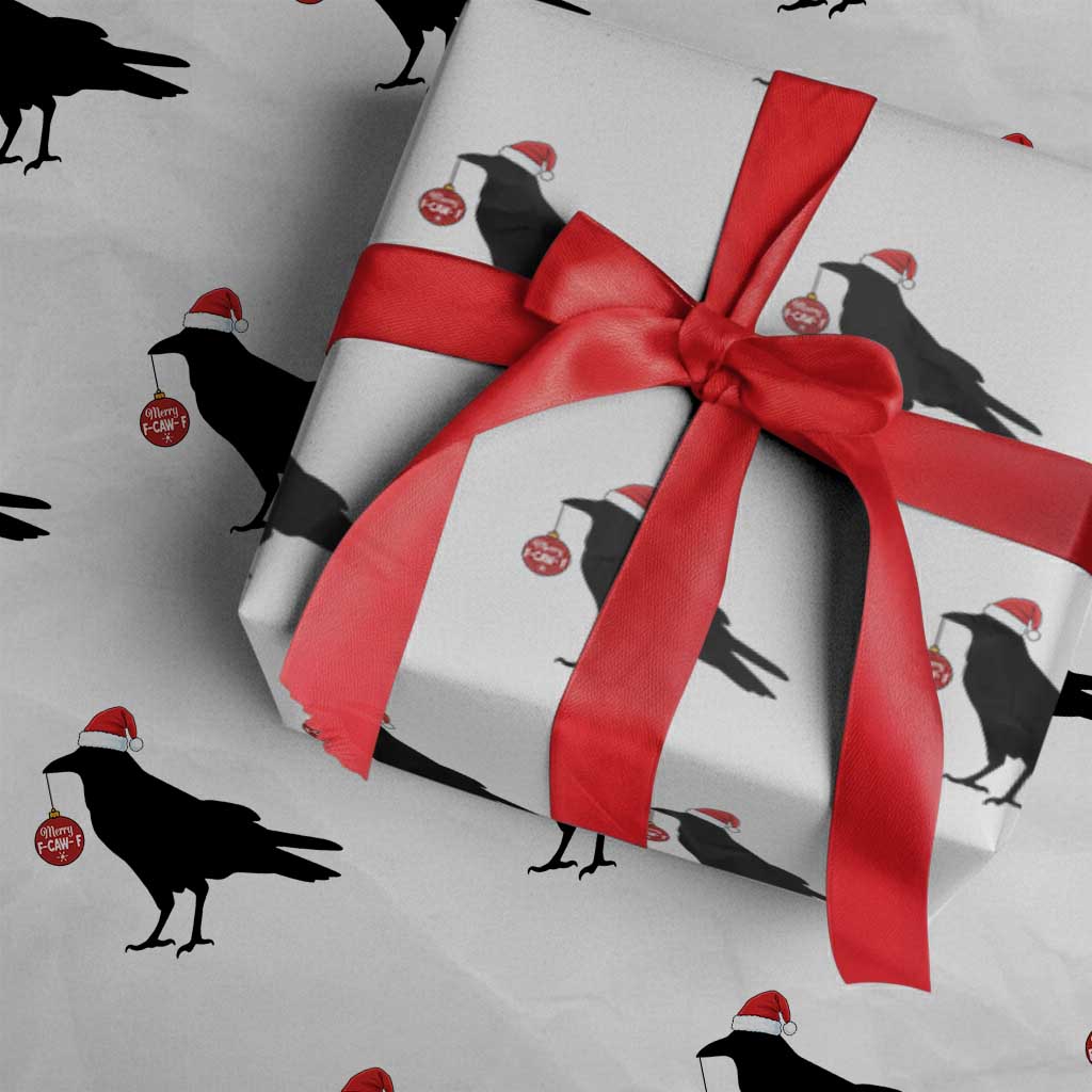 Christmas F Caw F Wrapping Paper Roll Funny Black Crow Merry Xmas - Wonder Print Shop