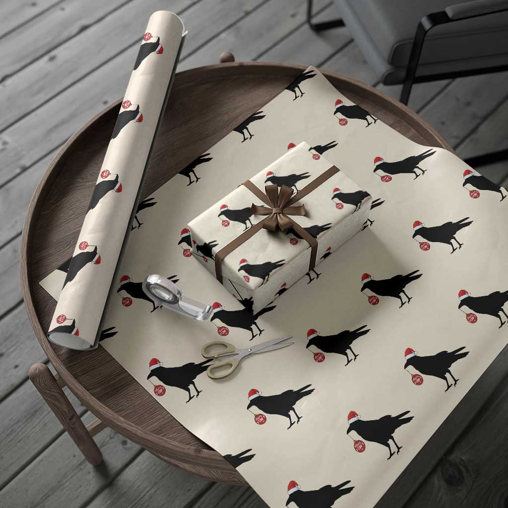 Christmas F Caw F Wrapping Paper Roll Funny Black Crow Merry Xmas - Wonder Print Shop