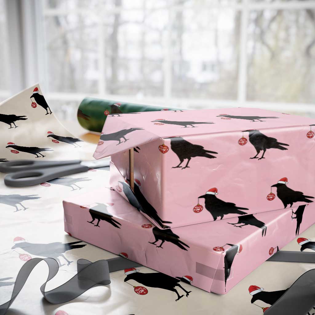 Christmas F Caw F Wrapping Paper Roll Funny Black Crow Merry Xmas - Wonder Print Shop